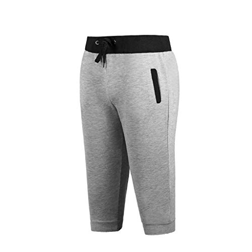 Pantalon 3/4 Hombre Deporte Verano 2019 Nuevo SHOBDW Casual Pantalones Hombre Chandal Cordón Fitness Pantalones Cortos Hombre Deporte con Bolsillos Tallas Grandes(Gris 2,XXL)