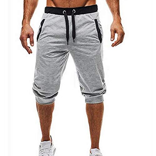 Pantalon 3/4 Hombre Deporte Verano 2019 Nuevo SHOBDW Casual Pantalones Hombre Chandal Cordón Fitness Pantalones Cortos Hombre Deporte con Bolsillos Tallas Grandes(Gris 2,XXL)