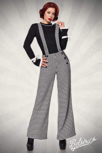 Pantalón Marlene con cintura alta. Negro/Blanco/Paso de grifo S