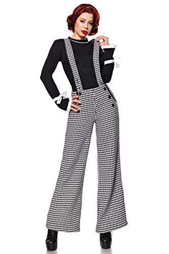 Pantalón Marlene con cintura alta. Negro/Blanco/Paso de grifo S