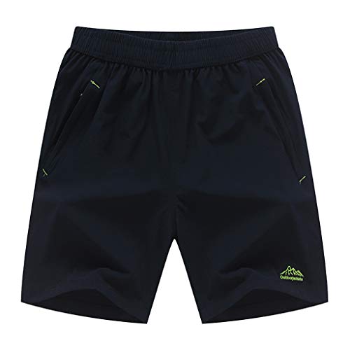 Pantalones Cortos Hombre Verano 2019 Nuevo SHOBDW Tallas Grandes Corriendo Pantalones Hombre Deporte Secado Rapido Bolsillos Color Sólido Transpirable Pantalones de Playa(Azul,7XL)