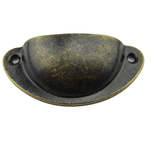 Paor 12Pcs retro muebles de muebles armarios puerta gabinete tirador tiradores y perillas Shell forma con tornillos de bronce 8 * 3 * 2 cm