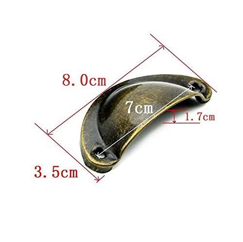 Paor 12Pcs retro muebles de muebles armarios puerta gabinete tirador tiradores y perillas Shell forma con tornillos de bronce 8 * 3 * 2 cm