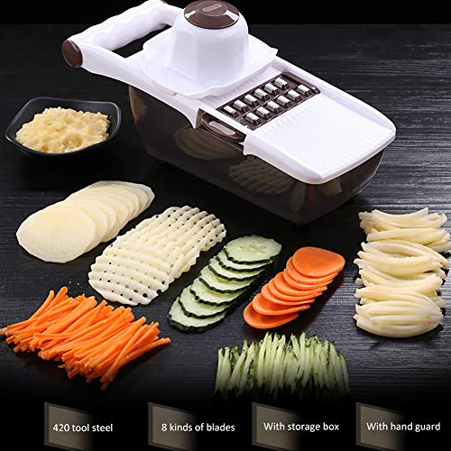 Papasbox Cortador ondulado de acero inoxidable 8 en 1 para patatas y verduras, cortador de patatas fritas cortador de patatas, cortador de ondas, herramienta de cocina para verduras