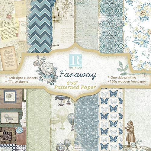 Papel estampado patrón 24 Hojas de Paper Pack Scrapbooking Estampado Flores Románticas Vintage para DIY Paper Decorativa Manualidades 15x15cm