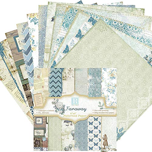 Papel estampado patrón 24 Hojas de Paper Pack Scrapbooking Estampado Flores Románticas Vintage para DIY Paper Decorativa Manualidades 15x15cm