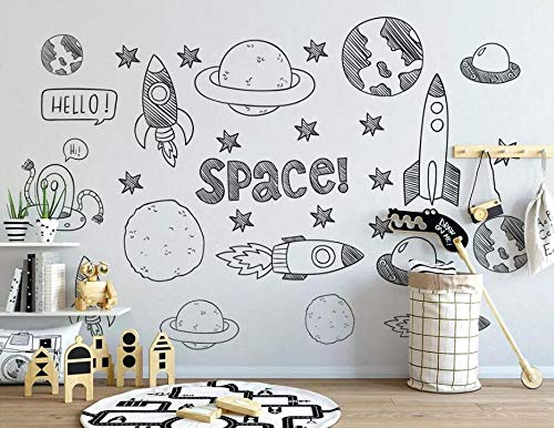 papel pintado 3D personalizado Nórdico Minimalista Pintado A Mano Universo Espacio Cohete dormitorio cocina 3D empapelar Fotomural Decoración damasco murales decoración de paredes moderna