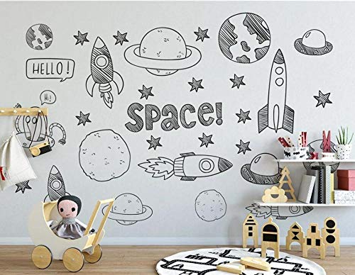 papel pintado 3D personalizado Nórdico Minimalista Pintado A Mano Universo Espacio Cohete dormitorio cocina 3D empapelar Fotomural Decoración damasco murales decoración de paredes moderna