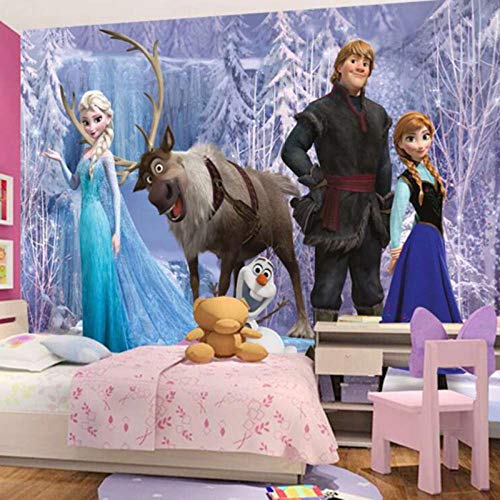 Papel pintado de la habitación infantil congelada de dibujos animados parque de atracciones jardín de infantes habitación de la princes Papel tapiz no tejido Papel tapiz 3D Decoración-400cm×280cm