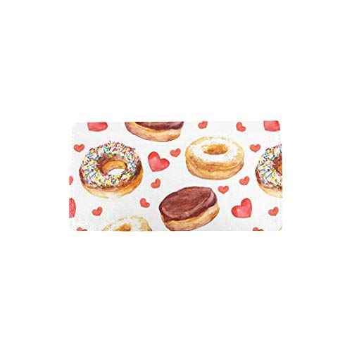 Papel Tapiz Personalizado único Donut Cakes Hearts Women Trifold Wallet Long Purse Credit Card Holder Case Bolso