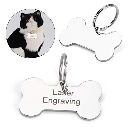 Paphos Placas de Identificación Personalizadas Grabado de Acero Inoxidable Etiqueta para Mascotas Etiquetas de identificación para Perro (Acero Inoxidable)