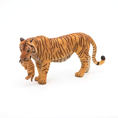 Papo- Figura Tigre Hembra con Cachorro 3,5X14,5X6,5CM, Multicolor (50118)