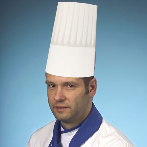 PAPSTAR 12208 Burgund - Gorros de Cocinero (23 cm, tamaño Ajustable, Papel, 25 Unidades), Color Blanco