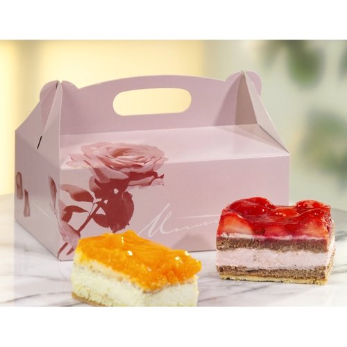 PAPSTAR 18851 - Caja de cartón para postres con asa (20 Unidades, 20 x 13 x 9 cm), diseño de Rosa