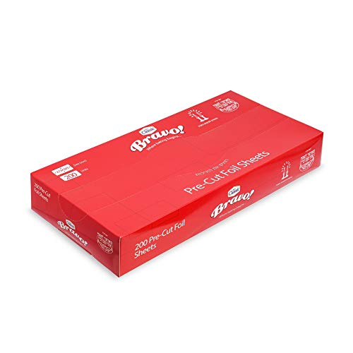 Paquete de 200 hojas de aluminio plateadas | precortadas para servicio de alimentos y papel de cocina ~ Cada hoja mide 27 x 30 cm ~ ideal para restaurantes, Delis, catering, para llevar o en casa