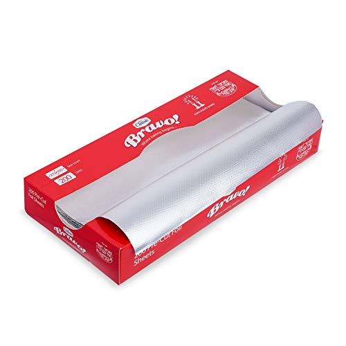 Paquete de 200 hojas de aluminio plateadas | precortadas para servicio de alimentos y papel de cocina ~ Cada hoja mide 27 x 30 cm ~ ideal para restaurantes, Delis, catering, para llevar o en casa