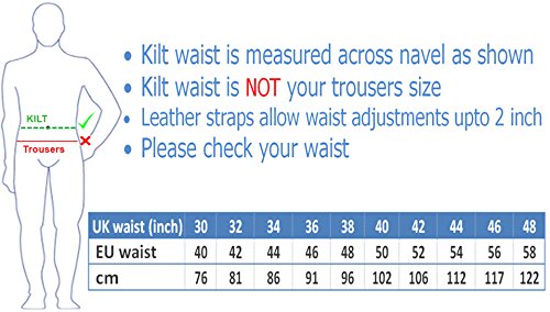 Para hombre blackwatch tradicional para falda escocesa Scottish Highland Tartan e instrucciones para hacer vestidos, cintura 38 inch ( 96 cm)