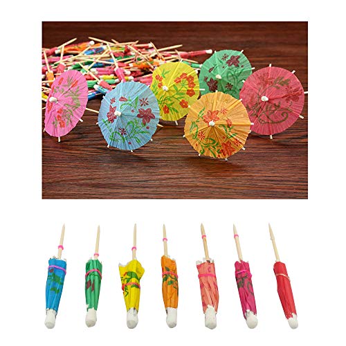 Paraguas de Cóctel 144 Pack, Decoración de Cóctel de Papel Bebidas de Sombrillas para Cóctel Bebidas Tropicales Etiqueta de Frutas Etiqueta de Vino Colores Variados 10 cm
