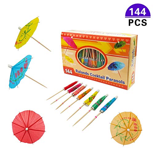 Paraguas de Cóctel 144 Pack, Decoración de Cóctel de Papel Bebidas de Sombrillas para Cóctel Bebidas Tropicales Etiqueta de Frutas Etiqueta de Vino Colores Variados 10 cm