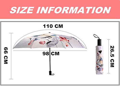 Paraguas de Sol Mujer Paraguas Plegable Protección UV para Las Mujeres Creativo 3D Impreso Sombrilla Umbrella Triple Paraguas 190T Sombrillas 8 Huesos Damas Paraguas (Beige)