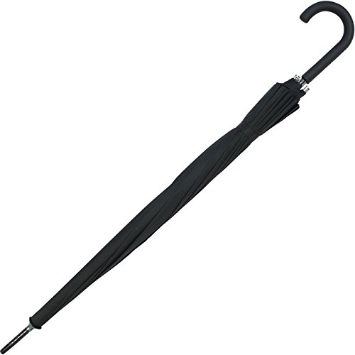 Paraguas largo automático de iX-Brella de 16 varillas de fibra de vidrio – muy estable de color negro Negro negro 115 cm