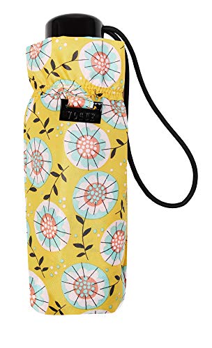 Paraguas Mini Plegable Estampado. Sólo Pesa 199 Gramos y Cerrado Mide 17 cm. Bonito, Ligero y pequeño (Estampado Chic Tono Amarillo)