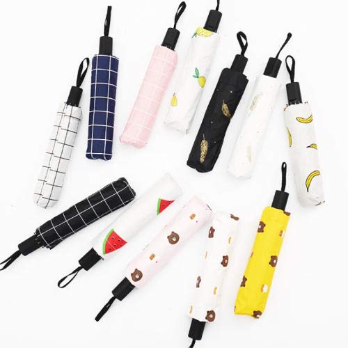 Paraguas Paraguas Paraguas Paraguas automático Paraguas plegable Hombres y mujeres estudiantes Lluvia y lluvia de doble uso Paraguas protector solar Parrilla blanca modelos manuales - (engrosamiento
