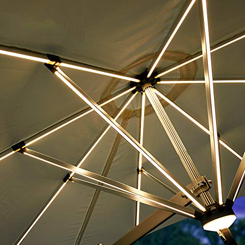 Parasol Montado En La Pared Voladizo Aluminio Led Solar Tela De PoliéSter Plegable TelescóPico Paraguas De RecreacióN Al Aire Libre Patio/JardíN/Terraza LDFZ