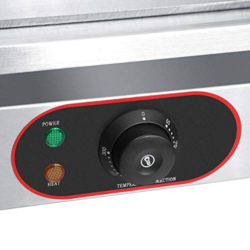 Parrillas Eléctricas Barbacoa, Plancha Eléctrica de 3000W Acero Inoxidable Placa Caliente Comercial Parrilla de Barbacoa con Cajón de Aceite Extraíble Rango de Temperatura: 50-300 ℃, EU Plug