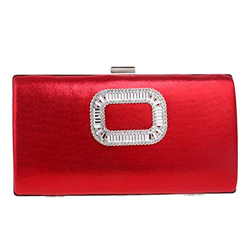 Partido Bolso Mujer Noche Bolsas Nupcial Diamante Carteras de Mano y Clutch Cadena Embrague Rojo