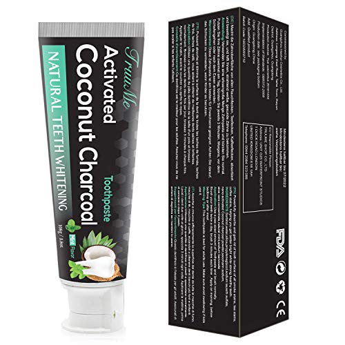 Pasta de Dientes, Pasta de Dientes Carbón activado, Pasta de Dientes Blanqueadora, Pasta de Dientes Carbón - Pasta de dientes sin fluoruro - Pasta de dientes de coco - Sabor a menta