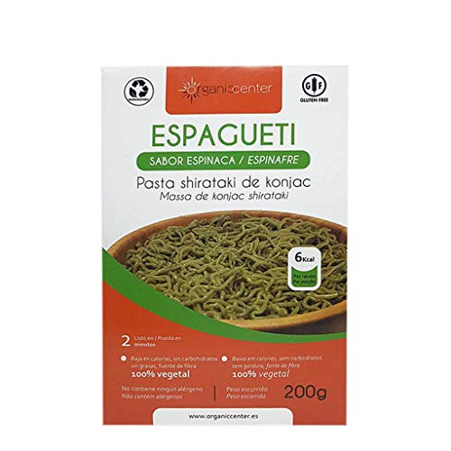 Pasta Konjac OrganicCenter - Surtido y variedades de diferentes sabores (Espaguetis Espinaca)