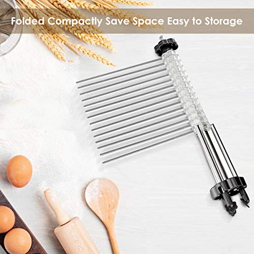 Pasta secado Panel de acero inoxidable Estable soporte no pegajoso plástico plegable secado Polo de fideos de pasta fresca Tendedero Secador de almacenamiento para la cocina casera (Transparent)