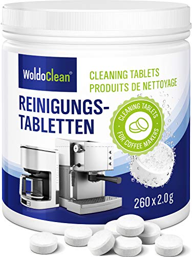Pastillas para la limpieza de cafeteras automáticas - 260x tabletas limpiadoras compatible con marcas, Delonghi, Dolce Gusto, Nespresso, Seaco, Krups, Senseo, Bosch