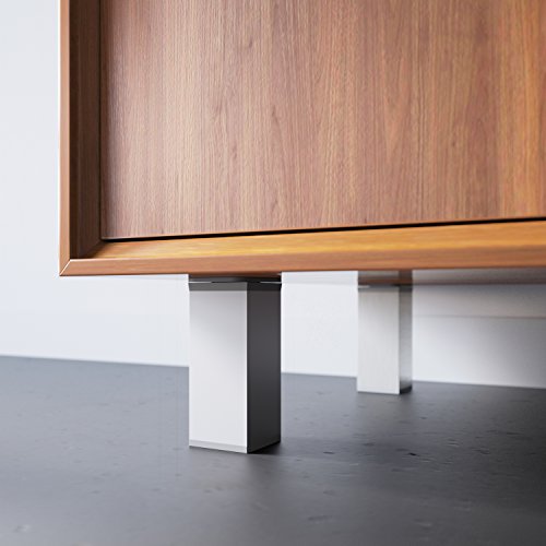 Patas para muebles, 4 piezas, altura regulable | Perfil cuadrado: 40 x 40 mm | Sossai® MFV1-AL | Diseño: Alu | Altura: 60mm (+20mm) | Tornillos incluidos