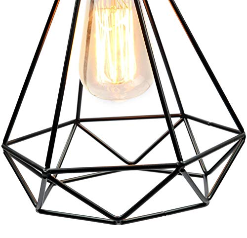 Pauwer Alambre Colgante Iluminación de la Industria Vintage Edison - Lámpara de Techo Jaula Sombra, Negro 60.00W 220.00V