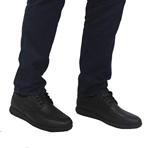 PAYMA - Zapatos de Trabajo, Uniforme y Hostelería de Piel para Hombre. Hechos en España. Acolchados. Repelentes al Agua. Suela de Goma de Caucho. Ideal Camareros, Uniformes. con/Sin Cordones y Velcro