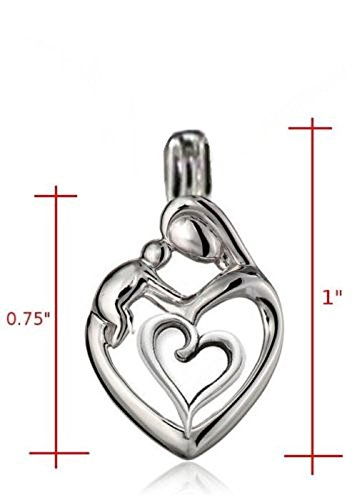 Pearlina Colgante medallón Colgante medallón Madre Hijo de Plata esterlina en Juego de ostras para Mujer 18"