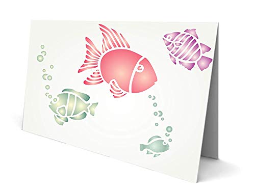 Peces tropicales plantilla reutilizable plantillas para pintura – mejor calidad álbumes de pared Arte decoración Ideas – uso en paredes, suelos, tejidos, cristal, madera, carteles, y más... S