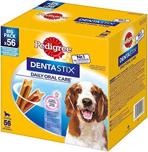 Pedigree Pack de Dentastix de uso Diario para la Limpieza Dental de Perros Medianos (1 Pack de 56ud)