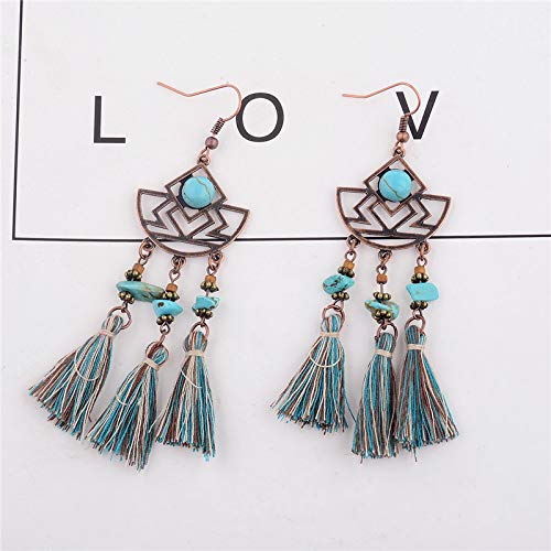 Pendientes de borla de colores Pendientes hechos a mano originales para mujer, joyería hermosa con estilo retro para mujer Pendiente de corcho
