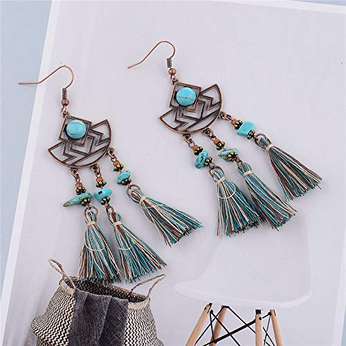 Pendientes de borla de colores Pendientes hechos a mano originales para mujer, joyería hermosa con estilo retro para mujer Pendiente de corcho