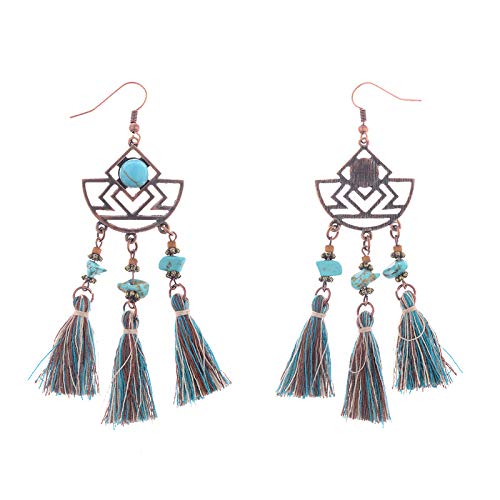 Pendientes de borla de colores Pendientes hechos a mano originales para mujer, joyería hermosa con estilo retro para mujer Pendiente de corcho