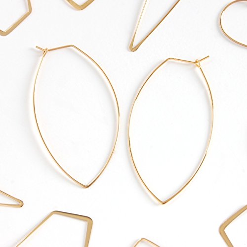 Pendientes De Enhebrador Pendientes Grandes Del Aro Marquesa - Ligero Oval Declaración Hoja Gota Dangles, Chapado En Oro Amarillo 18-2.3 Pulgadas, Electroenchapados En Oro, Hipoalergénico, Por Humbl