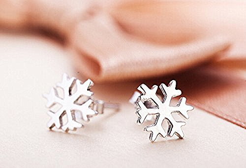 Pendientes de plata esterlina 925 PAIALCO con diseño de copo de nieve, revestidas en rodio blanco