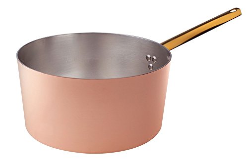 Pentole Agnelli ALCU10516 Cacerola alta con mango, Cobre liso estañado, 16 cm