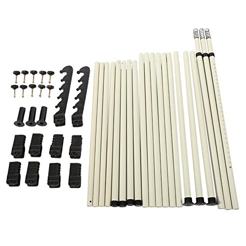 Perchero telescópico con 3 barras verticales y 4 horizontales para colgar la ropa, altura ajustable de 160 a 320 cm, incluye un gancho accesorio de 105 cm