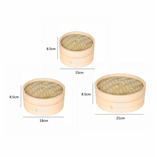 perfecti Vaporera De Bambú para Arroz Recipiente De Bambú para Cocina Al Vapor, Dim Sum, Verduras, Pescado Y Carne Oriental con Pisos