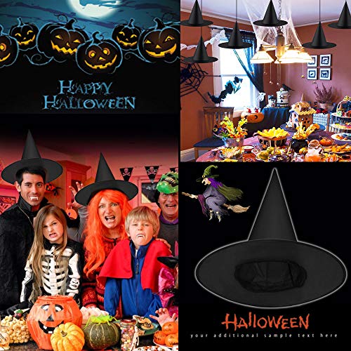 PERFETSELL 10 Pcs Gorro de Bruja Halloween Sombreros de Bruja para Halloween Gorro Bruja Halloween Gorros de Halloween para Niños y Adulto Familias para Disfraz de Bruja Halloween, Negro