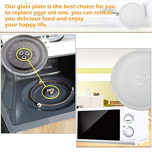 PERFETSELL Plato Microondas Universal 245 mm de Diámetro Plato Giratorio Microondas Plato de Vidrio Plato Giratorio de Cristal para el Horno Microondas con 3 Fijadores, 245 mm